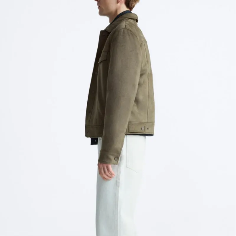 ZARA Jackets Coats Men's Dark Beige-4