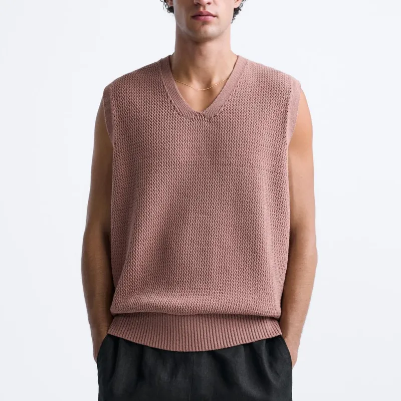 ZARA Tank Top Men's Light Peach Pink-2