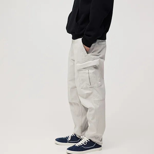 H&M Cargo Pants Unisex Light Gray-2