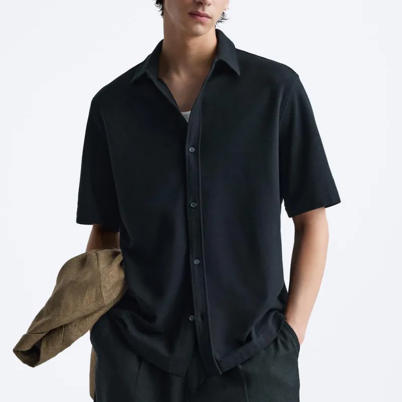 ZARA Shirts Men Sea Blue-2