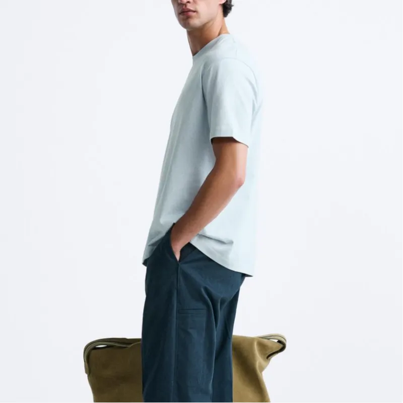 ZARA T-Shirts Men Light Blue-4