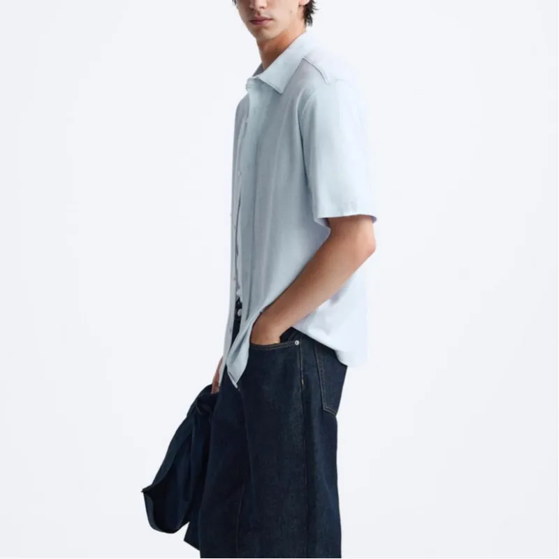 ZARA Shirts Men Sky Blue-4