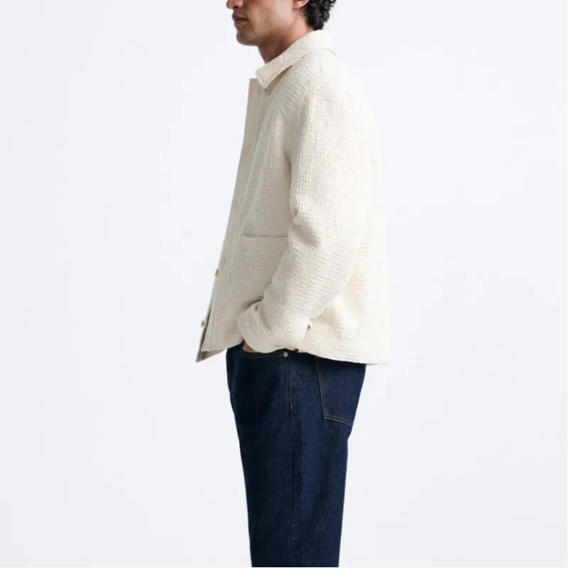 ZARA Jackets & Coats Men's Raw White-4
