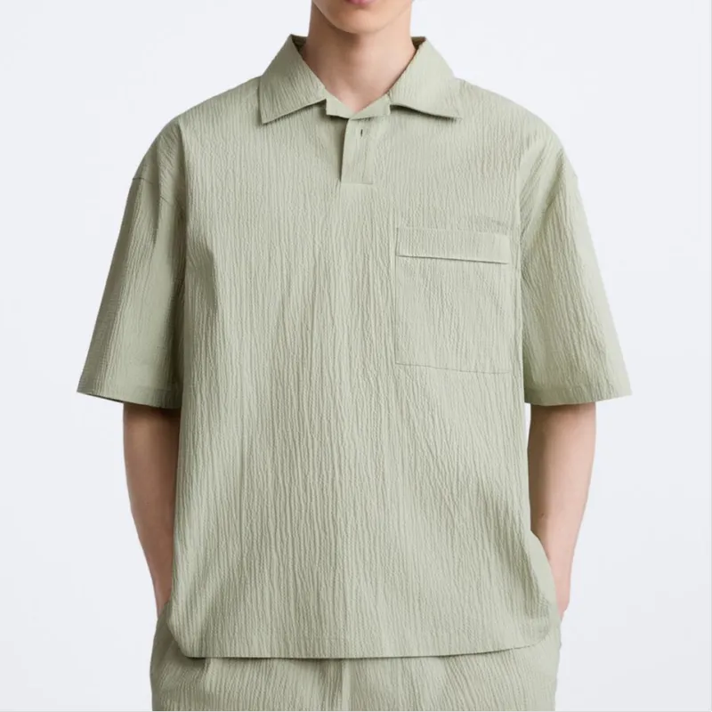 ZARA Polo Shirt Men's Light Green-2