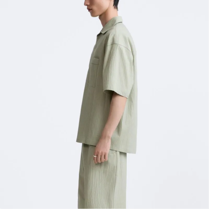 ZARA Polo Shirt Men's Light Green-4