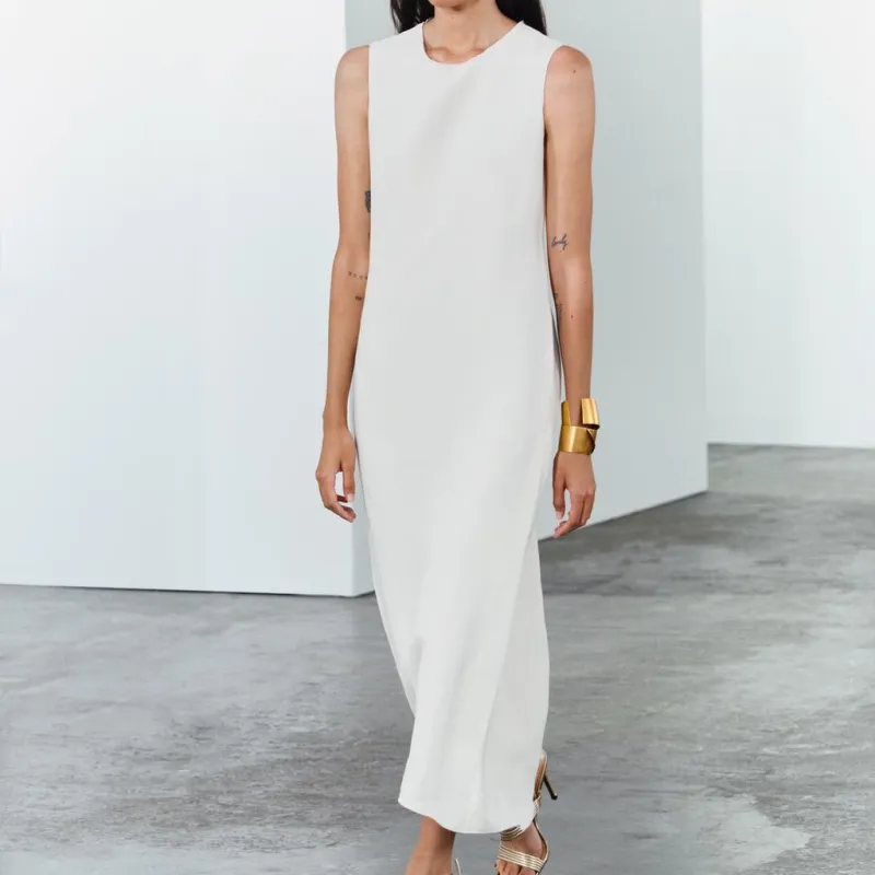 ZARA ZW Series Sleeveless Dress Women's White-4