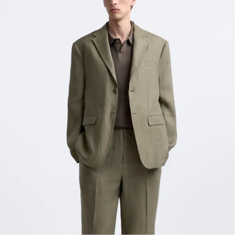 ZARA Business Suit Men's Dark Taupe-3