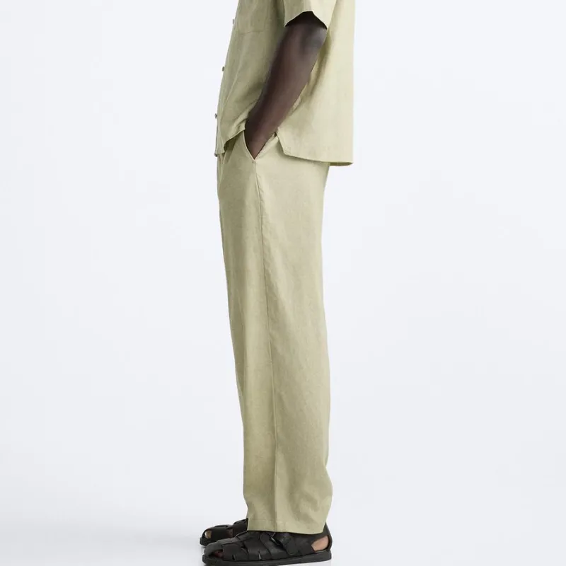 ZARA Casual Pants Men's Light Green-4
