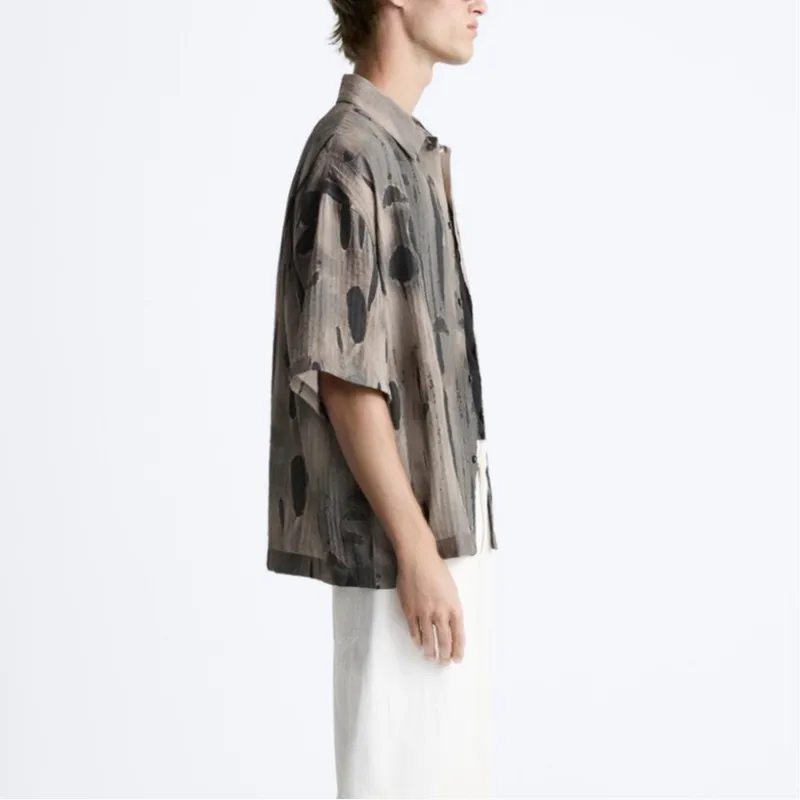 ZARA Shirts Men Black/Brown-4