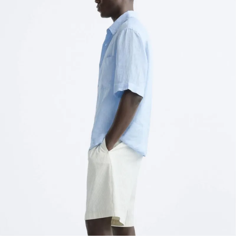 ZARA Shirts Men Sky Blue-4