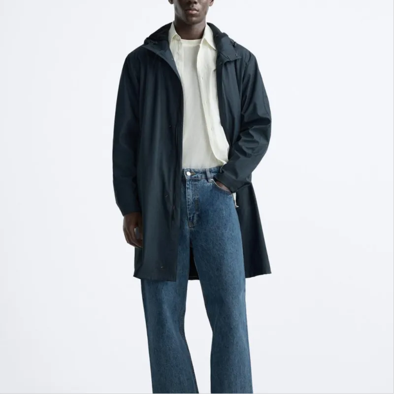 ZARA Parka Coats Men's Sea Blue-2