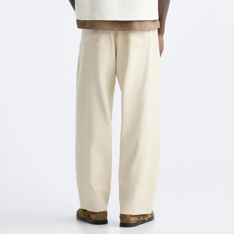 ZARA Casual Pants Men's Raw White-3