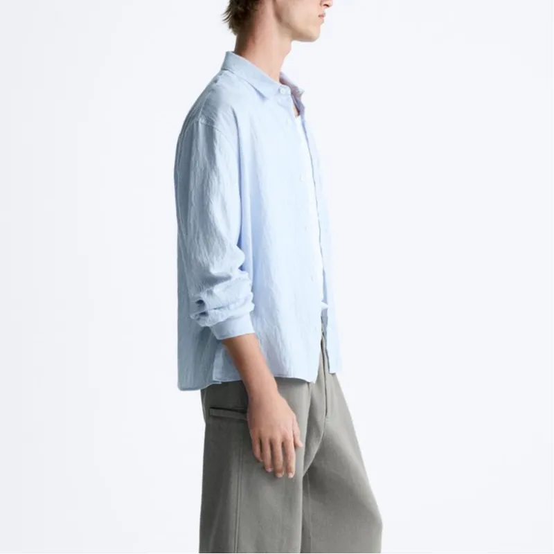 ZARA Shirts Men Sky Blue-3