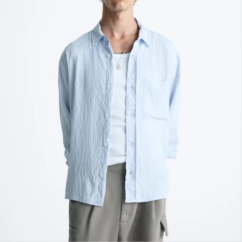 ZARA Shirts Men Sky Blue-2
