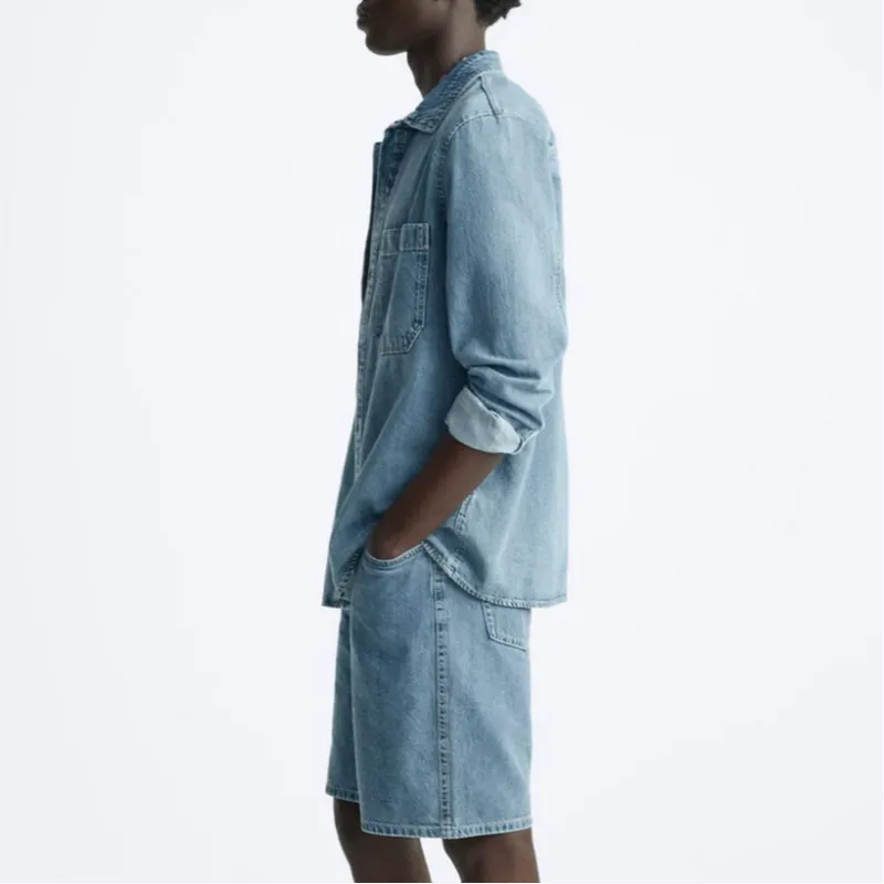 ZARA Shirts Men Light Blue-4