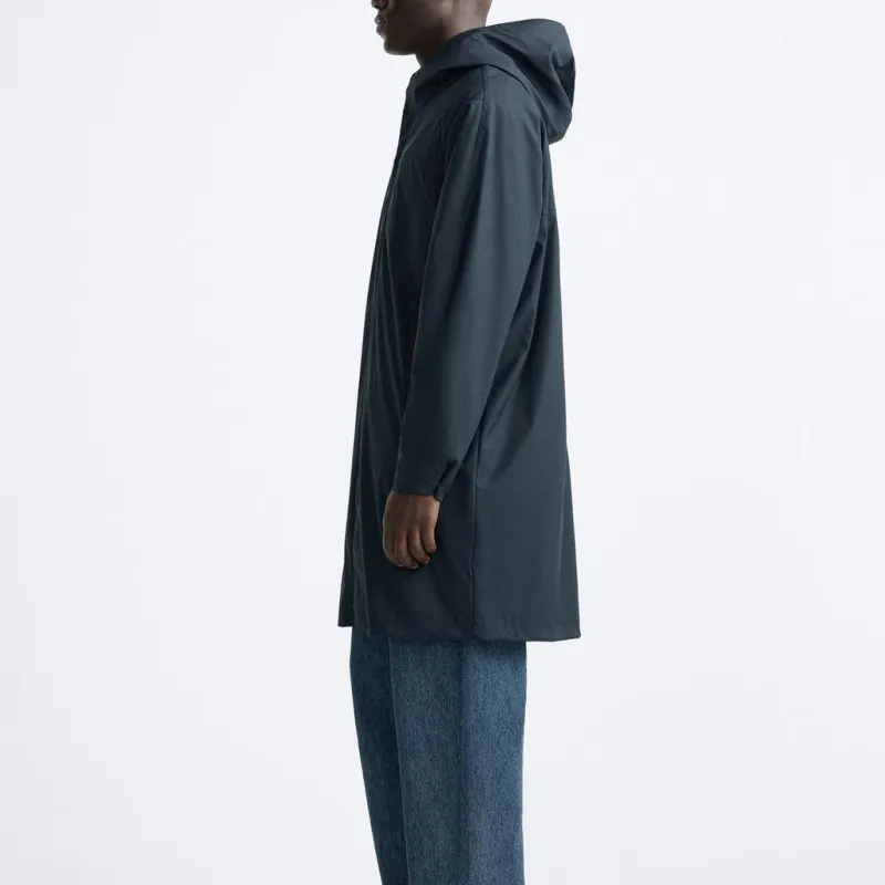 ZARA Parka Coats Men's Sea Blue-3