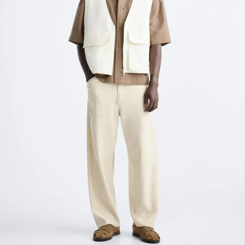 ZARA Casual Pants Men's Raw White-2