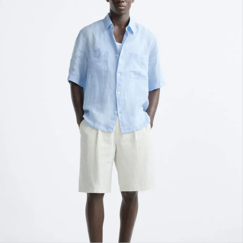 ZARA Shirts Men Sky Blue-3