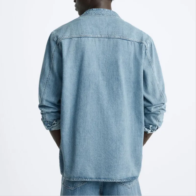 ZARA Shirts Men Light Blue-3