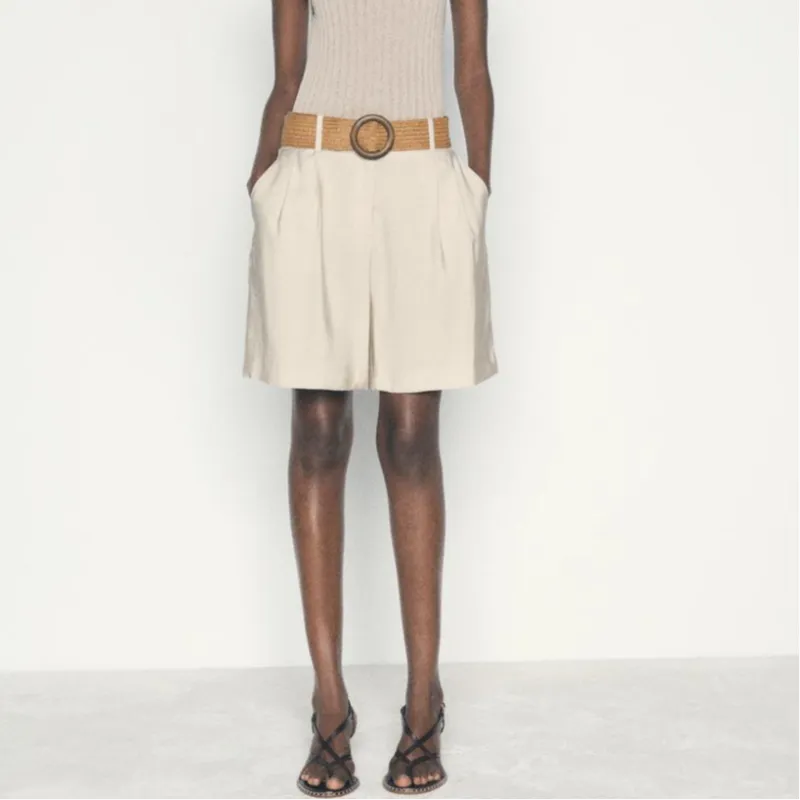 ZARA Casual Shorts Women's Light Gray-2