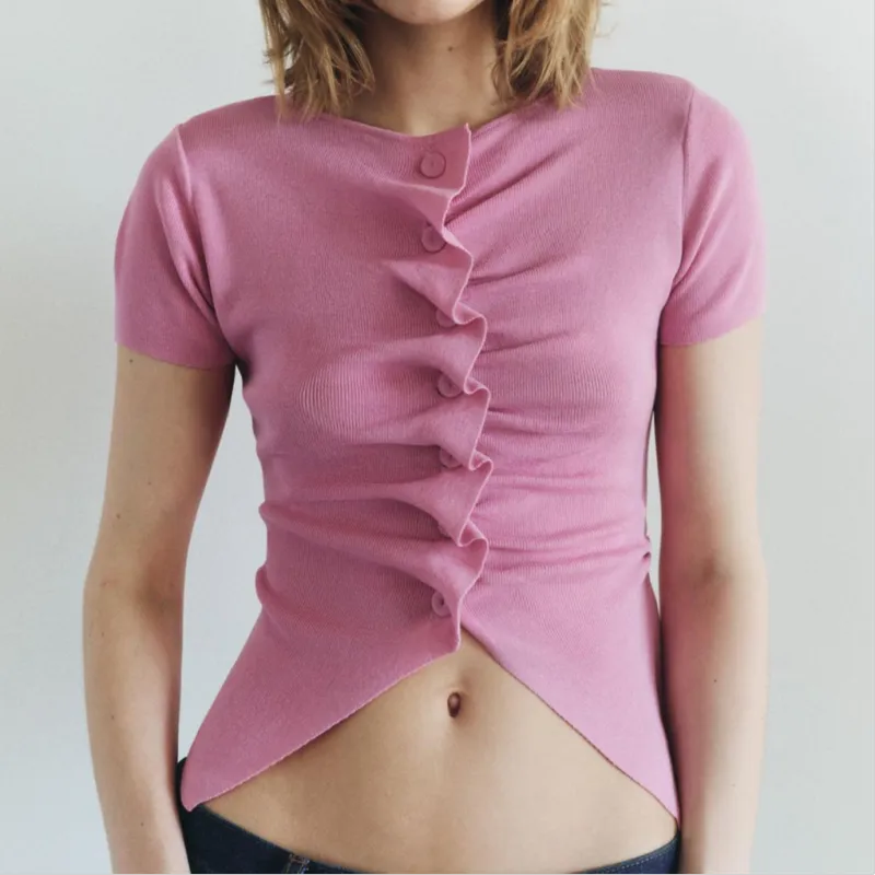 ZARA Regular T Shirt Women's Pink-2