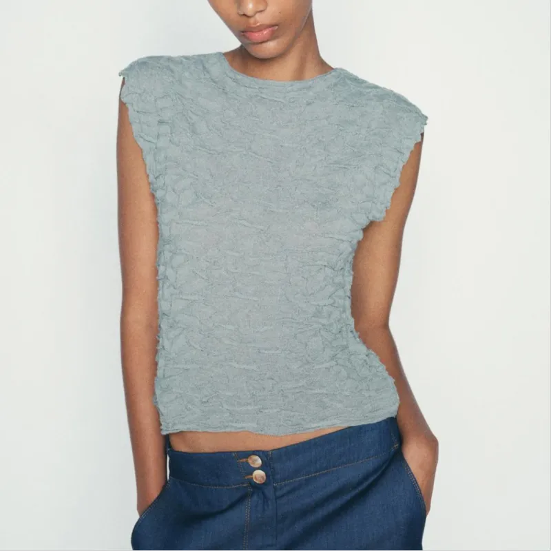 ZARA T Shirt Women's Gray Green-2
