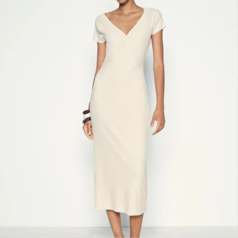 ZARA Short Sleeved Dresses Women's White-2