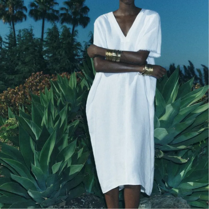 ZARA ZW Series Short-Sleeved Dresses Women's White-2