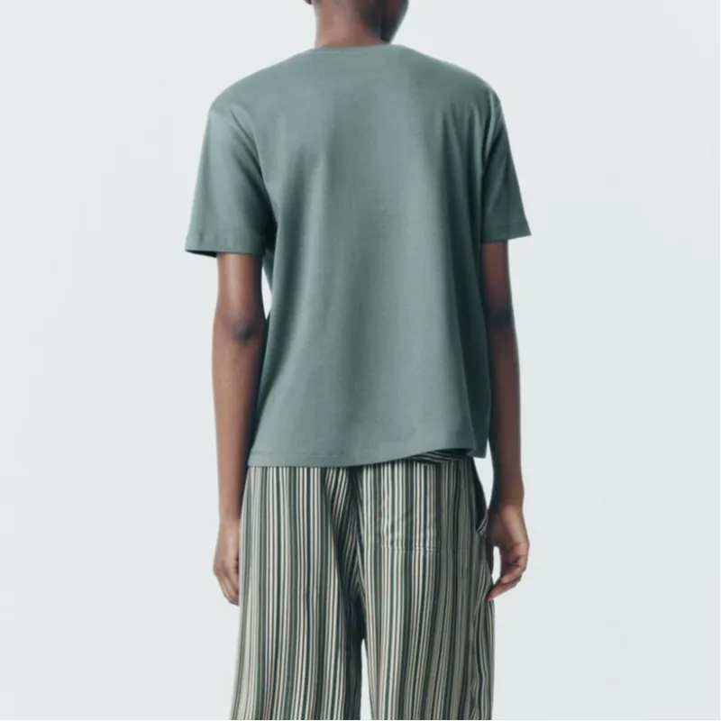 ZARA T Shirt Women's Gray Green-2