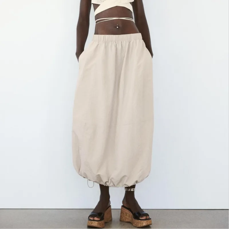 ZARA Trf Casual Long Skirts Women's Yellow-2
