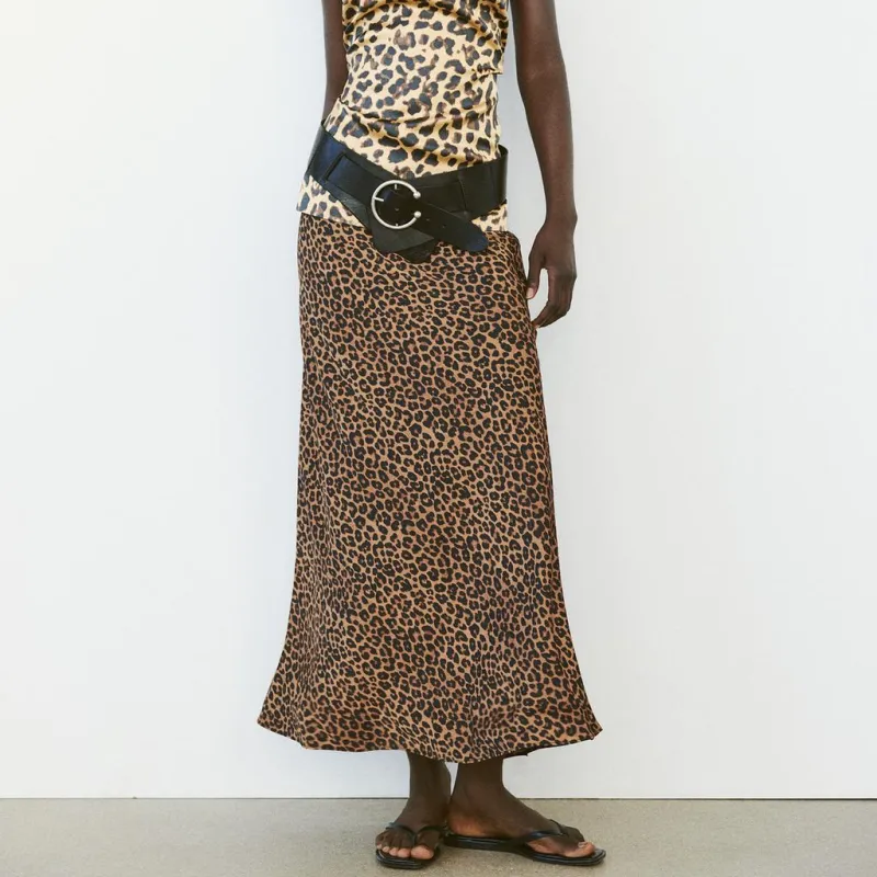 ZARA Trf Casual Long Skirts Women's Brown-2