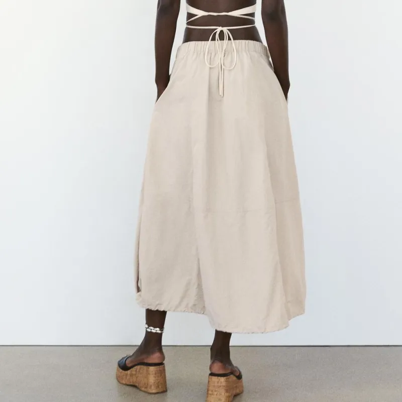 ZARA Trf Casual Long Skirts Women's Yellow-3