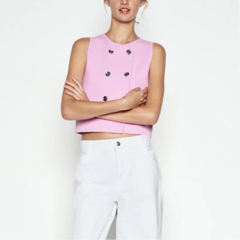 ZARA Vests Women's Pink-2