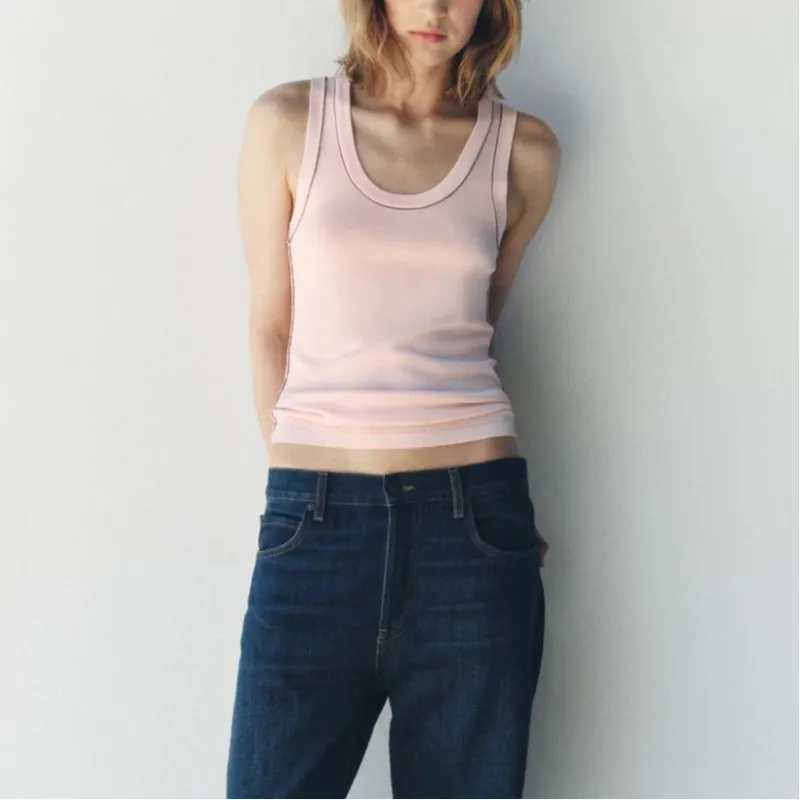 ZARA Tank Tops Women's Pink-2