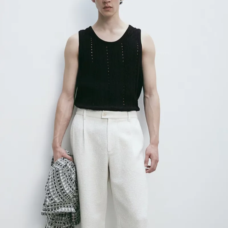 H&M Tank Tops Men Black-1