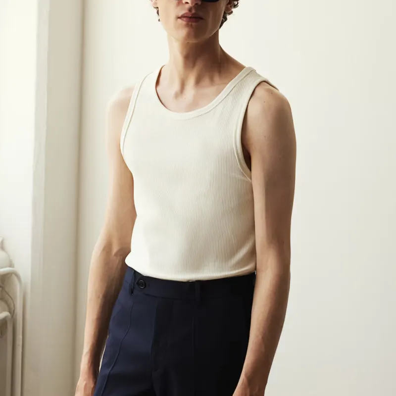 H&M Tank Tops Men Cream-1