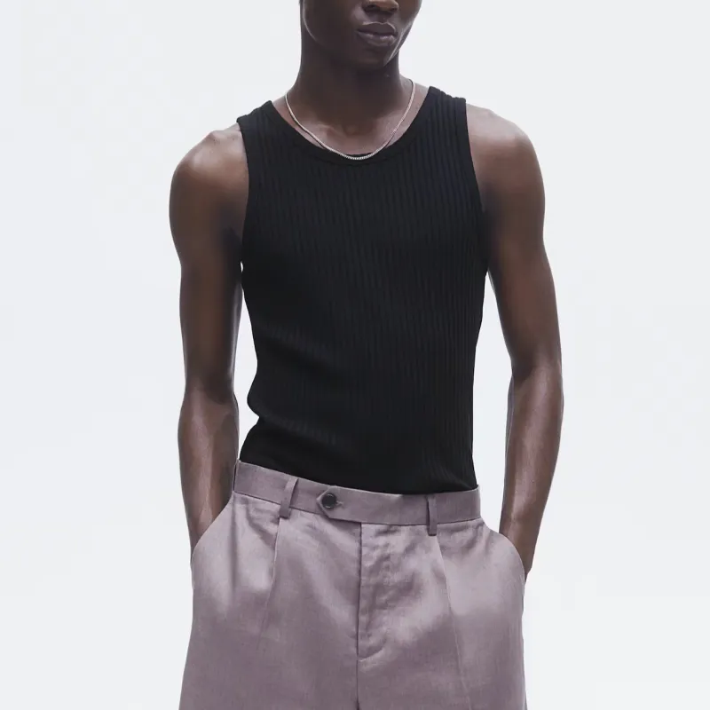 H&M Tank Tops Men Black-1