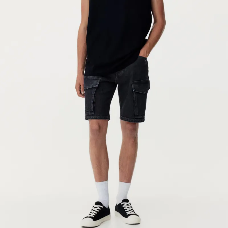 H&M Denim Shorts Men's Denim Black-1