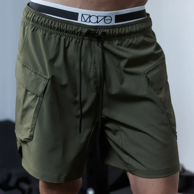 H&M Cargo Shorts Men Dark Khaki Green-1