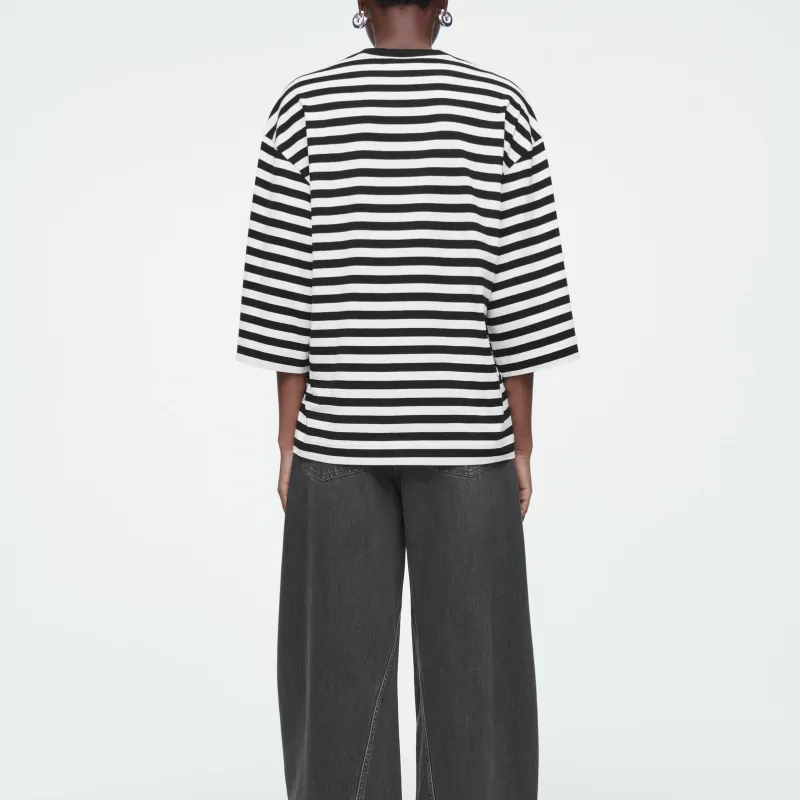COS T Shirt Women's Black Stripes-2