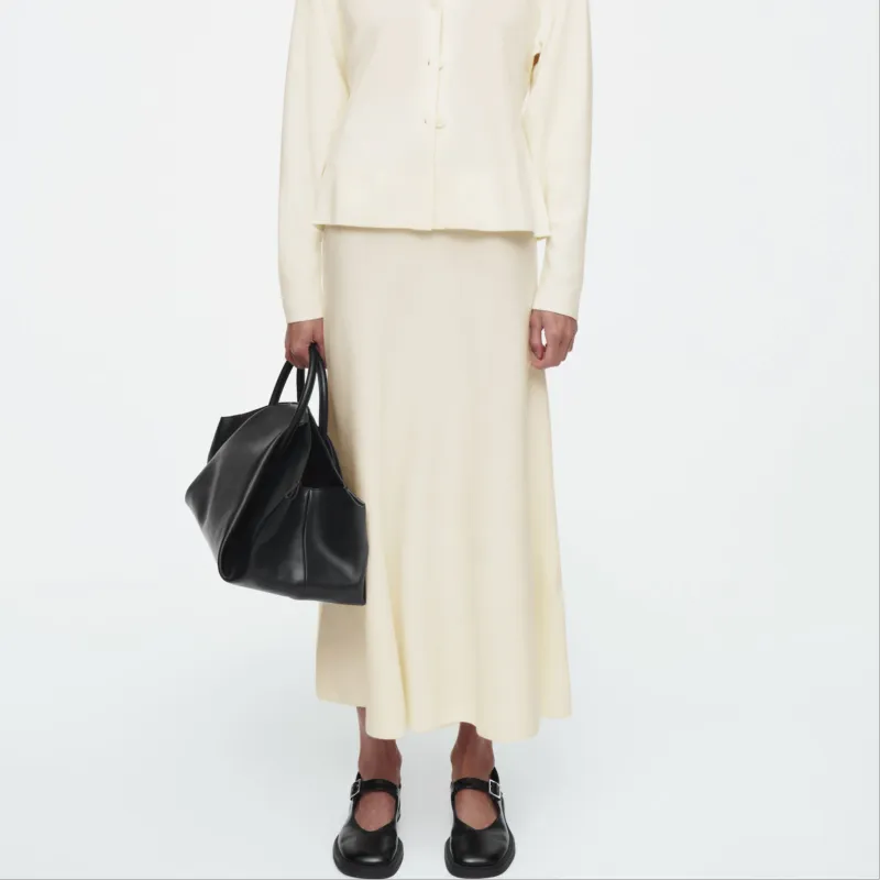 COS Knit Long Skirts Women's Ivory White-3