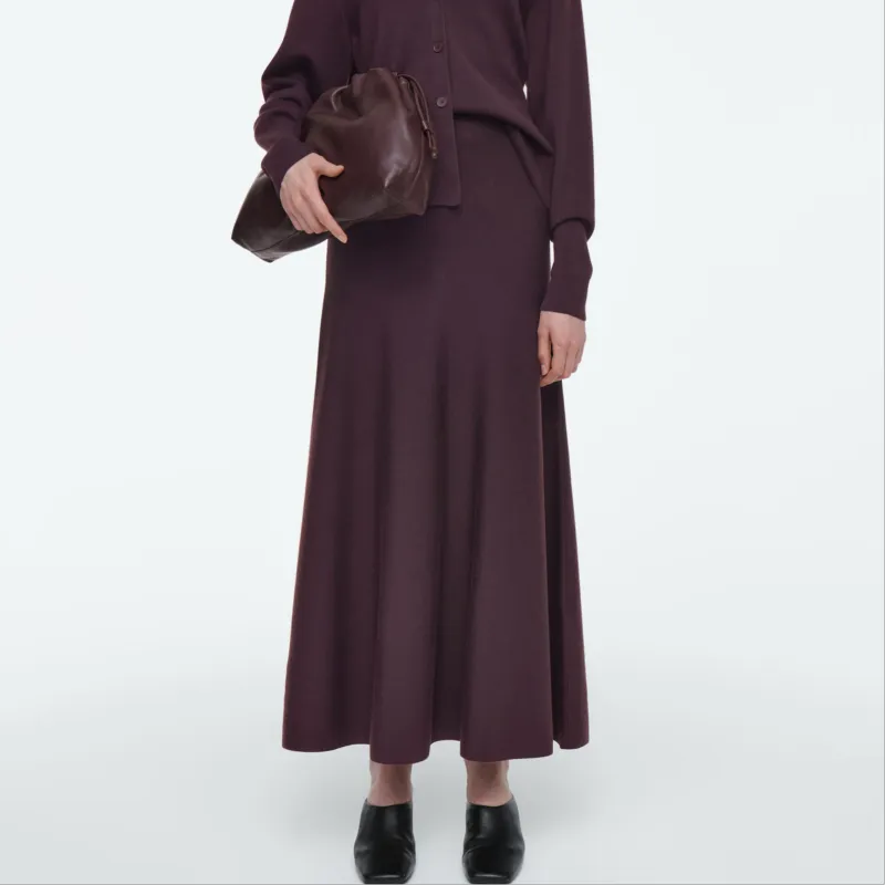 COS Knit Long Skirts Women's Burgundy-1