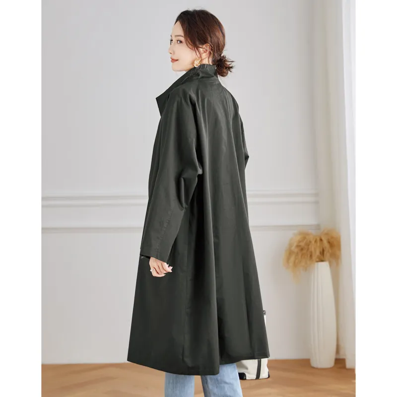 TERRE BLEUE Trench Coat Women's Army Green-2