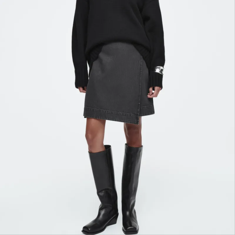 COS Denim Short Skirts Women's Washed Black-1