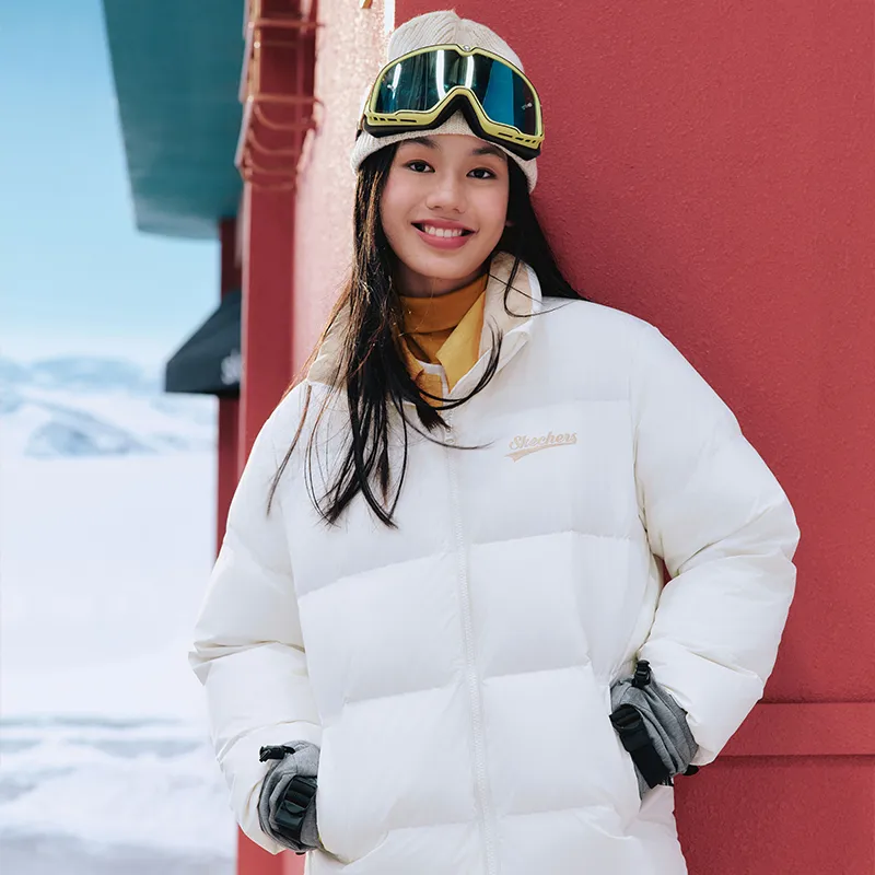 Skechers Colorful Down Jacket Unisex Marshmallow White-4