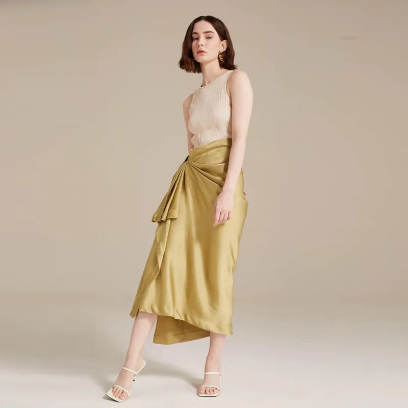 SUNDAY LIFE Casual Long Skirt Women's Beige Yellow-1