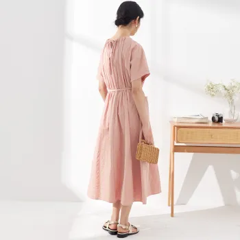 ZIMO Short Sleeved Dresses Women's Leather Pink