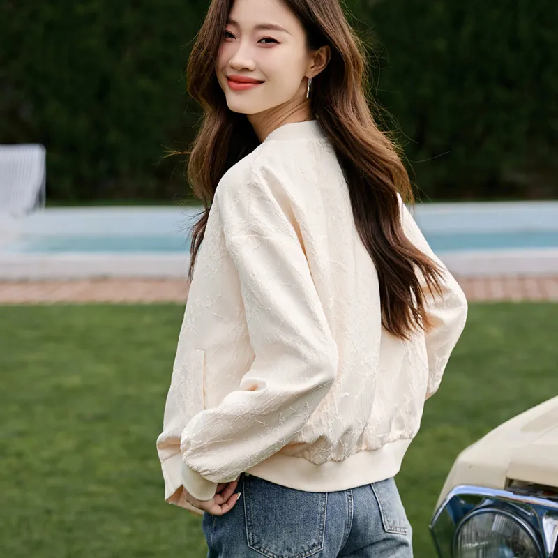 Mo Han Yi Mei Baseball Jacket Women's Ecru-2