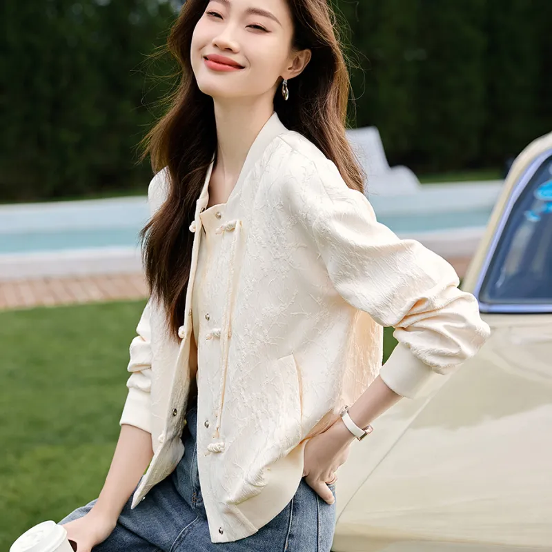 Mo Han Yi Mei Baseball Jacket Women's Ecru-1