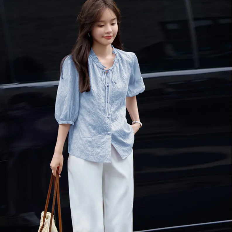 Mo Han Yi Mei Shirt Women's Light Blue-1